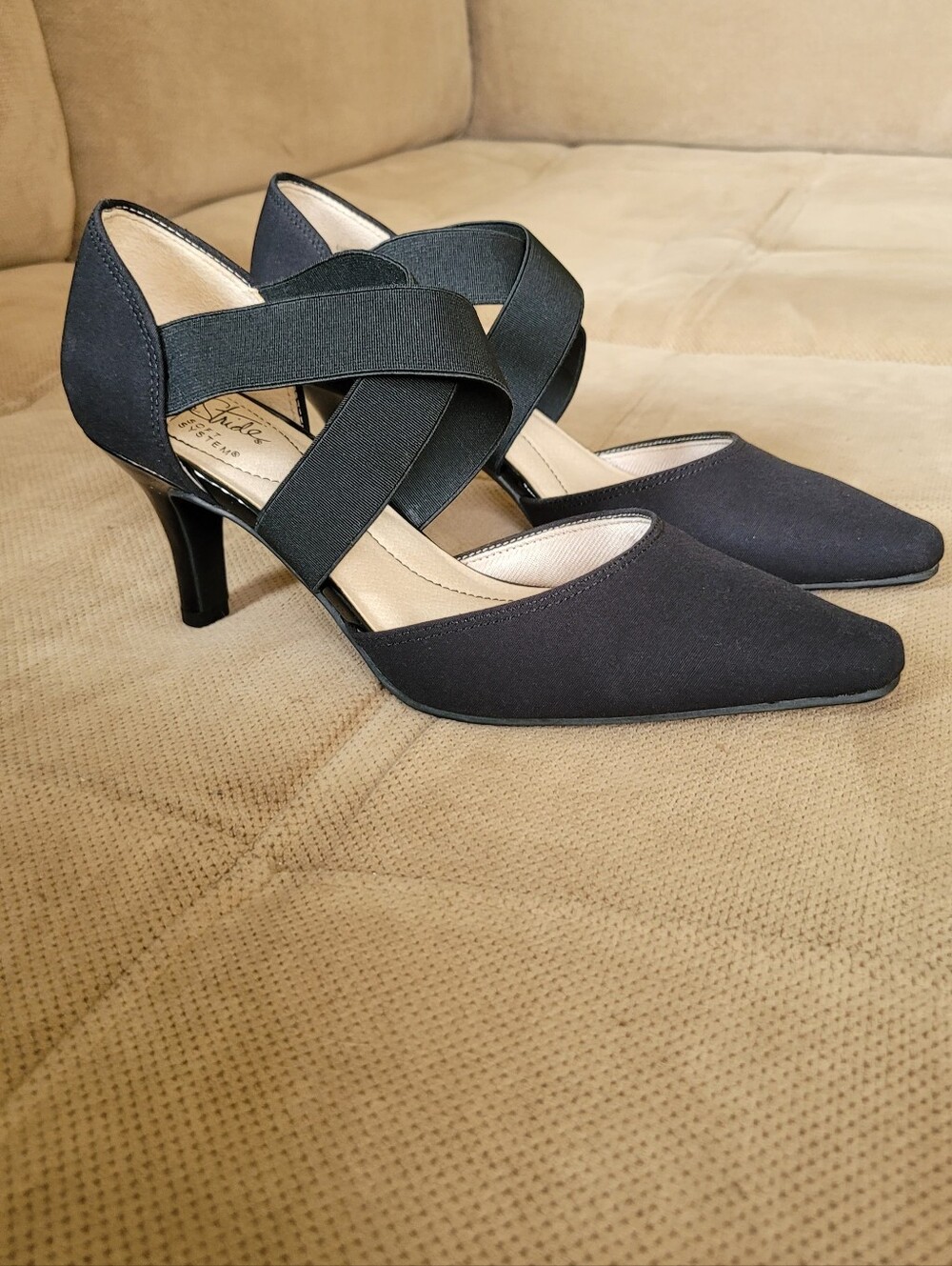 "Soft Sytems" Black Pumps  Elastic Strapes Match Wonderfully To Shoes Very cushy